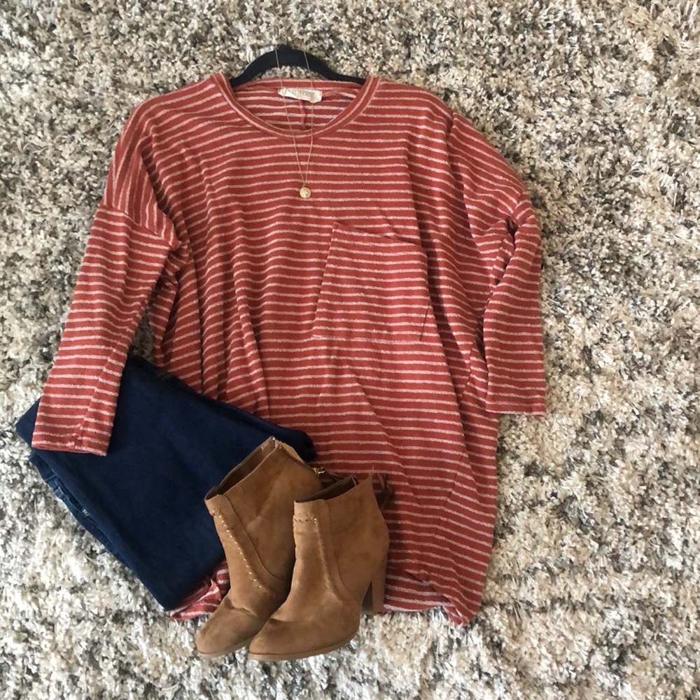 Boutique drop shoulder striped sweater